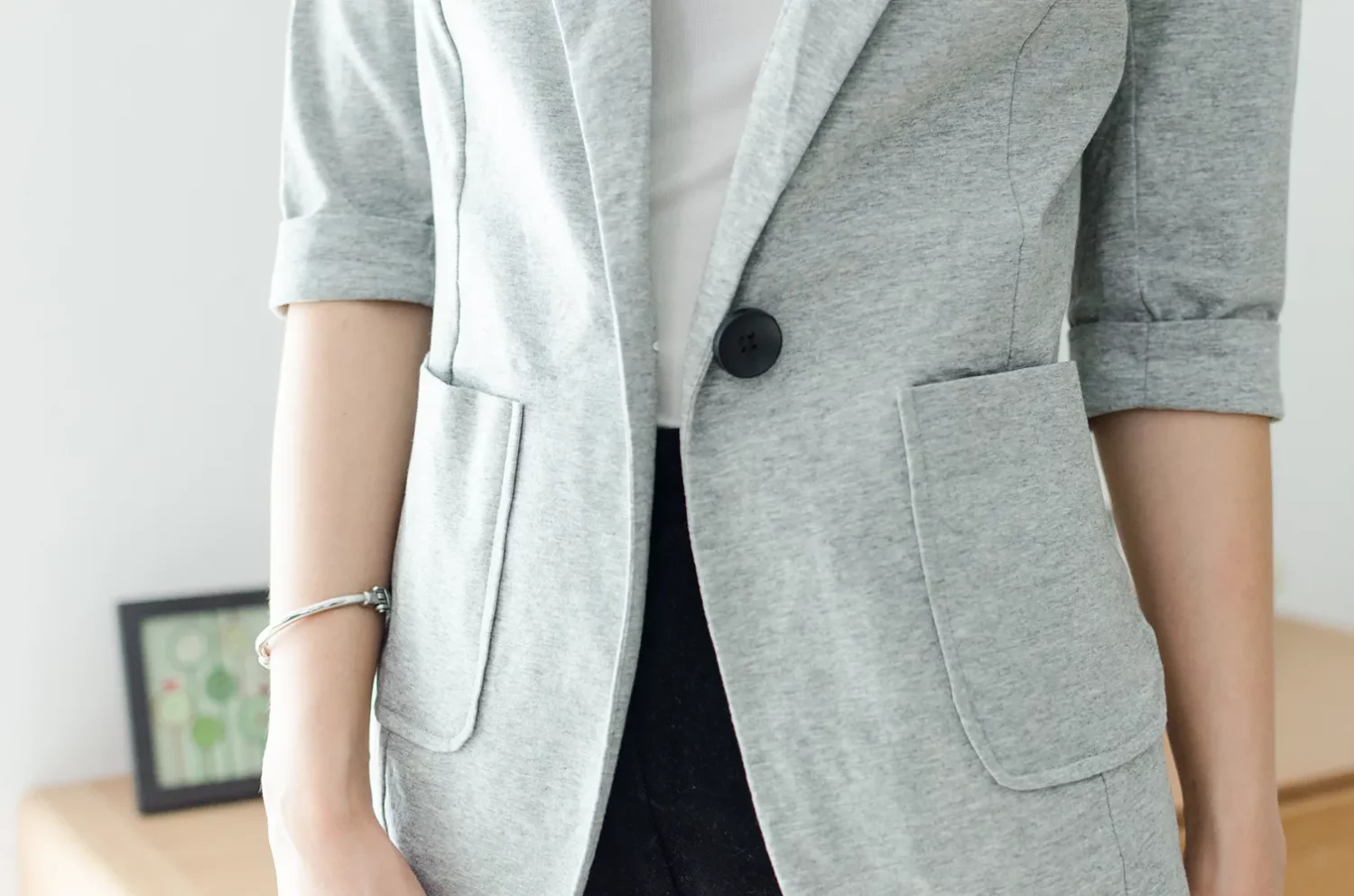 Alternative view of NO003 Comfy Grey Blazer - Grey
