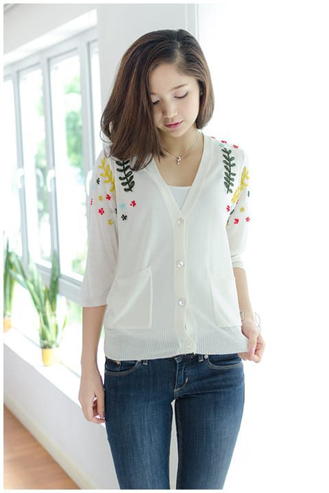 NO010 Ivy Shoulder Light Cardigan – Off-White