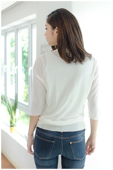 NO010 Ivy Shoulder Light Cardigan – Off-White - Image 7
