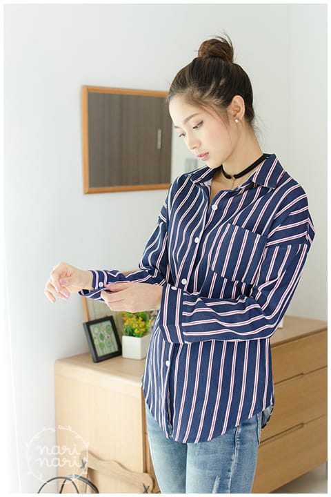 NT270 PJ Striped Shirt – Navy Blue