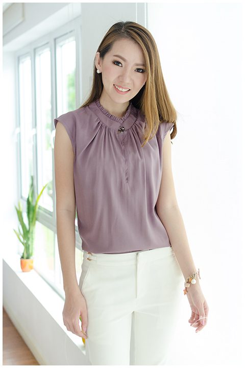NT101 Ruffle Collar Top – Lavender