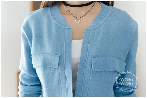 NO016 Pocket Knit Cardigan - Blue - Image 2
