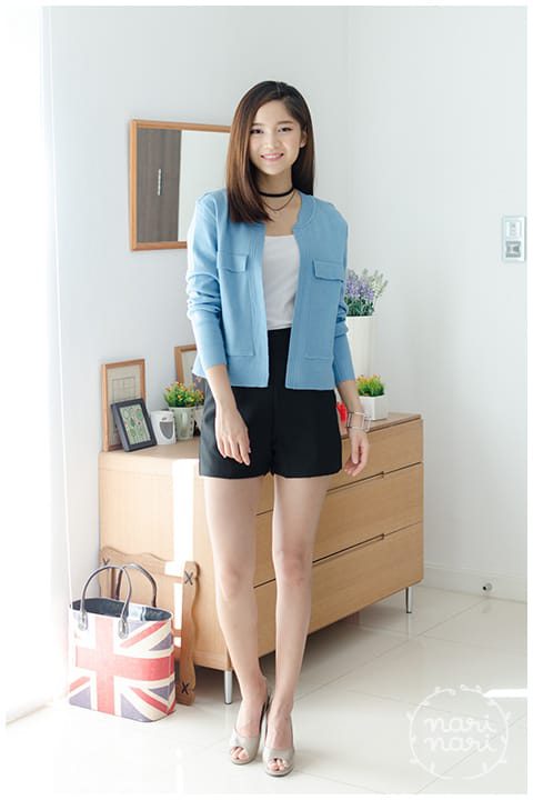 NO016 Pocket Knit Cardigan - Blue - Image 4