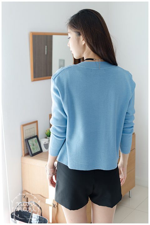 NO016 Pocket Knit Cardigan - Blue - Image 8