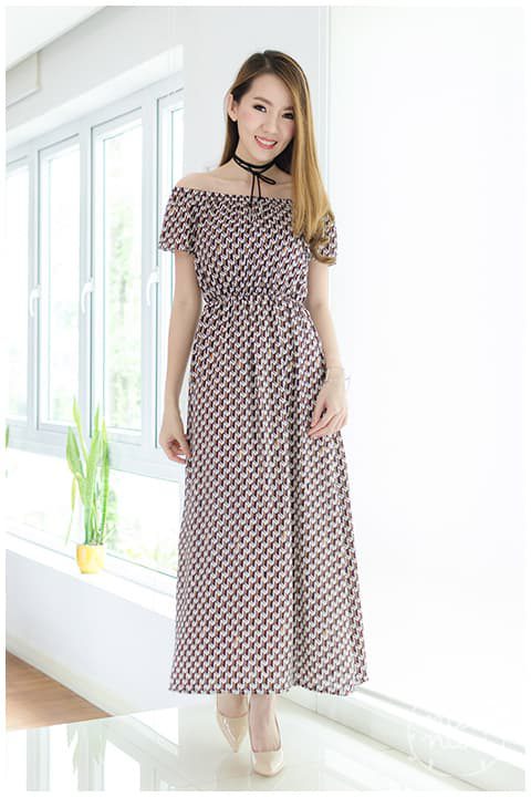 ND008 Summer Off-Shoulder Maxi Dress