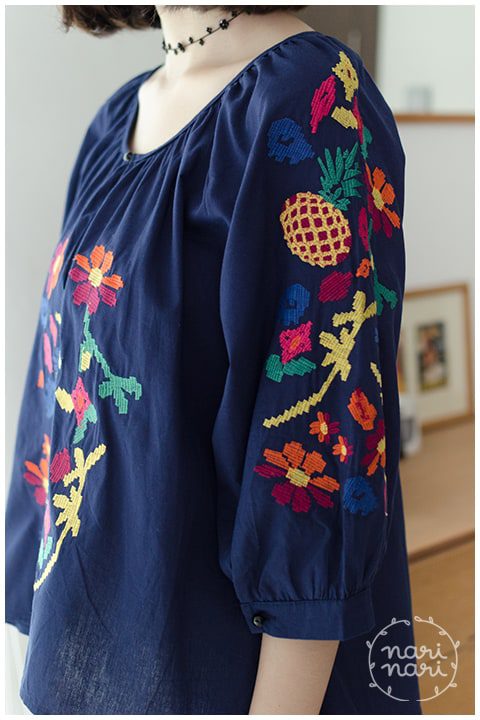 Alternative view of NT544 Pineapple Summer Blouse – Navy