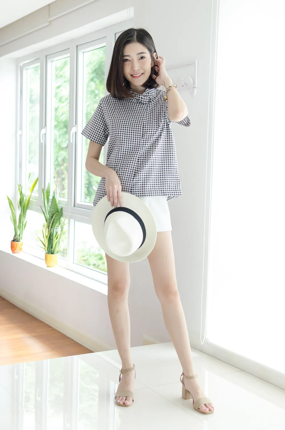 NT500 Asym Checkered Crop Top – Black - Image 4