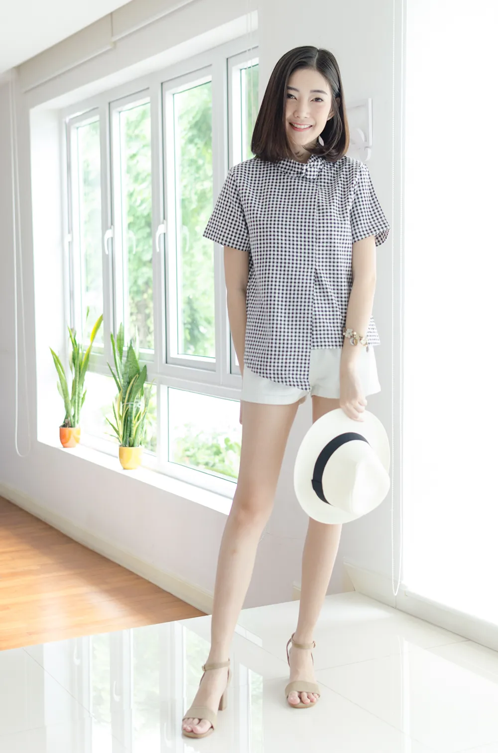 NT500 Asym Checkered Crop Top – Black - Image 5