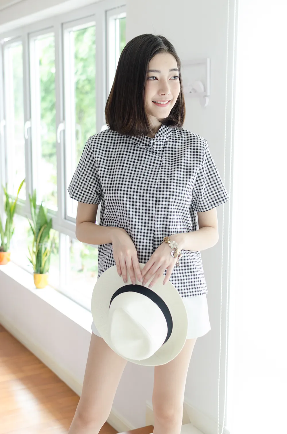 NT500 Asym Checkered Crop Top – Black - Image 6