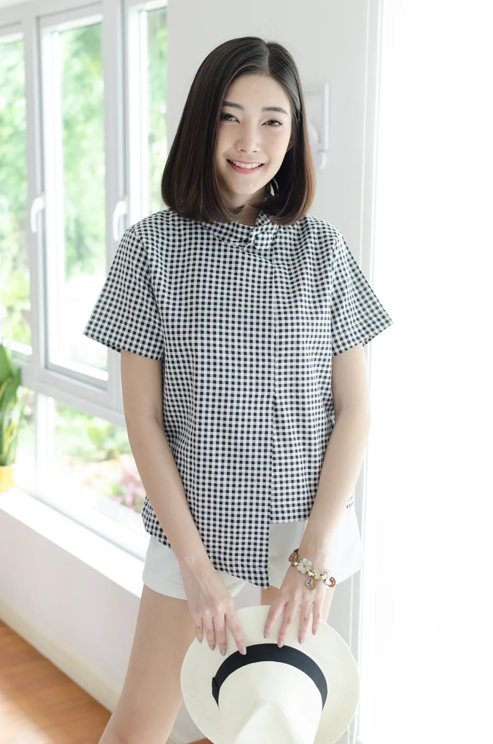 NT500 Asym Checkered Crop Top – Black - Image 7