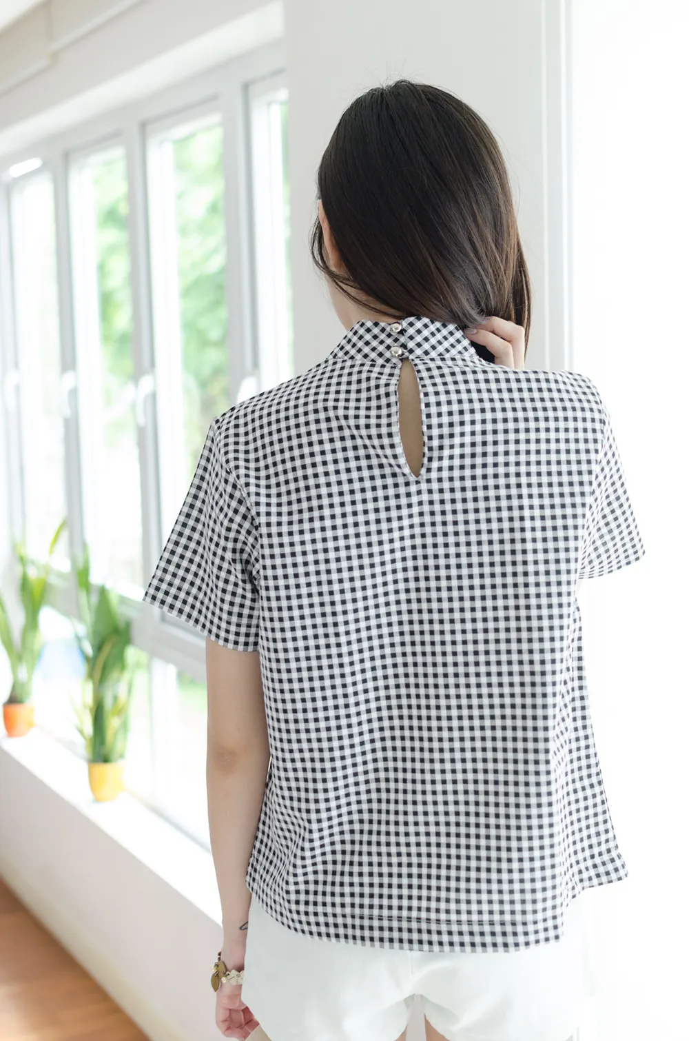 NT500 Asym Checkered Crop Top – Black - Image 8