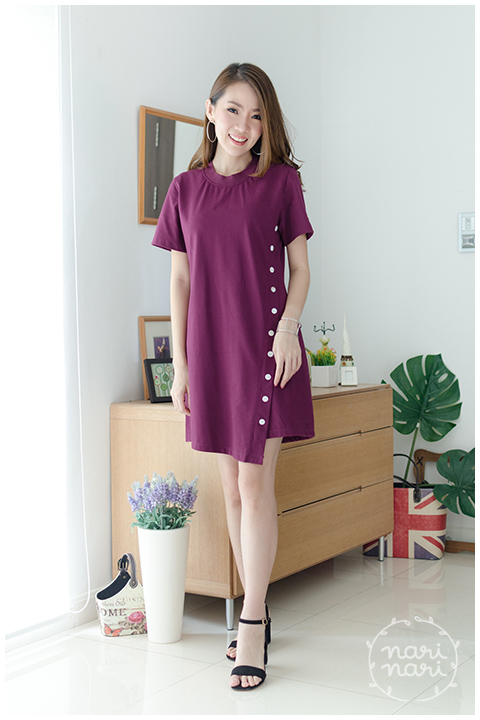 ND069 Sided Button Dress – Mulberry
