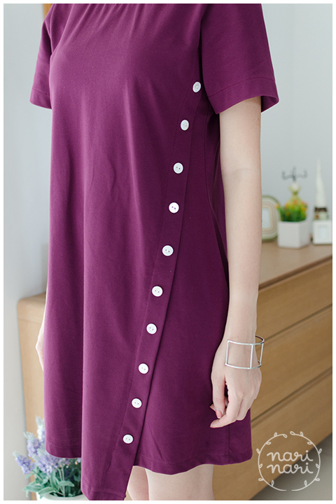 Alternative view of ND069 Sided Button Dress – Mulberry