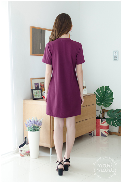 ND069 Sided Button Dress – Mulberry - Image 9