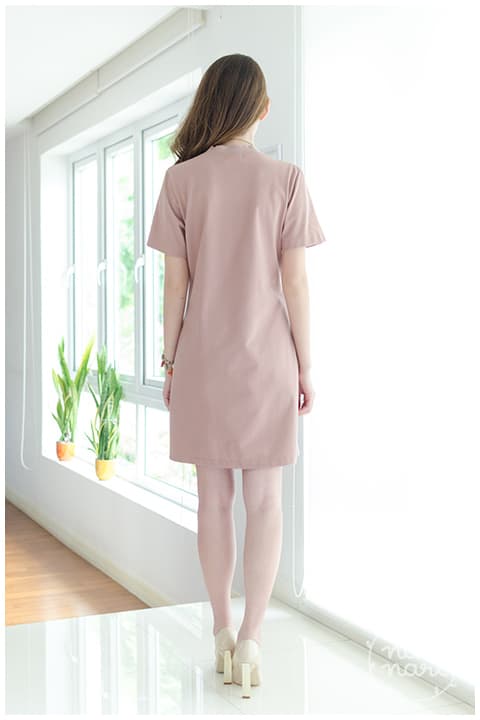 ND069 Sided Button Dress – Nude - Image 8