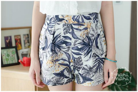 Alternative view of NP032 Tropical Linen Short - Indigo