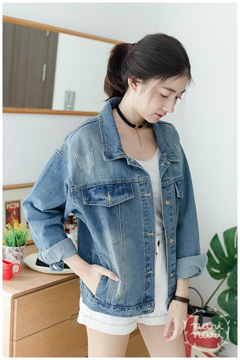NO027 Ripped Oversized Denim Jacket