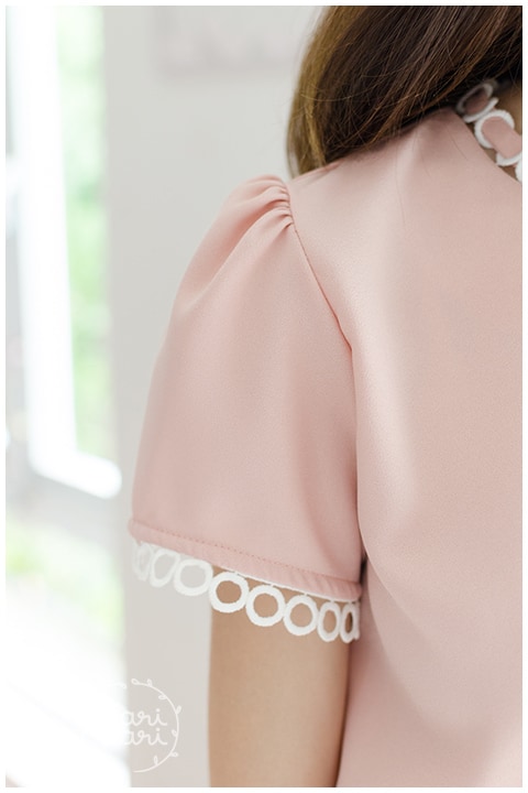 NT852 Ring Collar Blouse – Faded Pink - Image 3