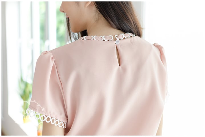 NT852 Ring Collar Blouse – Faded Pink - Image 9