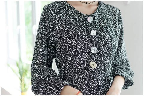 Alternative view of ND098 Button Floral Maxi Dress – Black