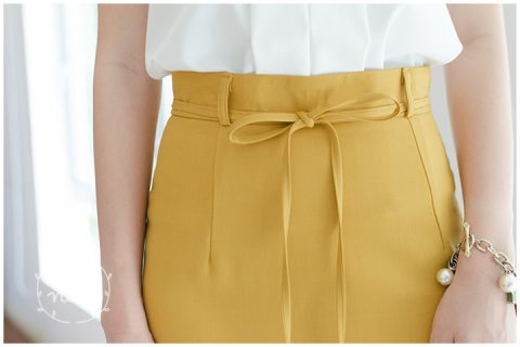 Alternative view of NK041 Cord Short Skirt – Yellow