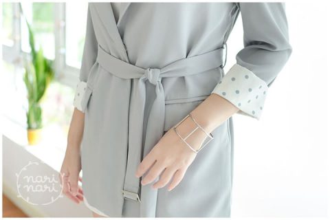 NO063 Polka Dot Sleeve Smart Blazer – Grey - Image 2