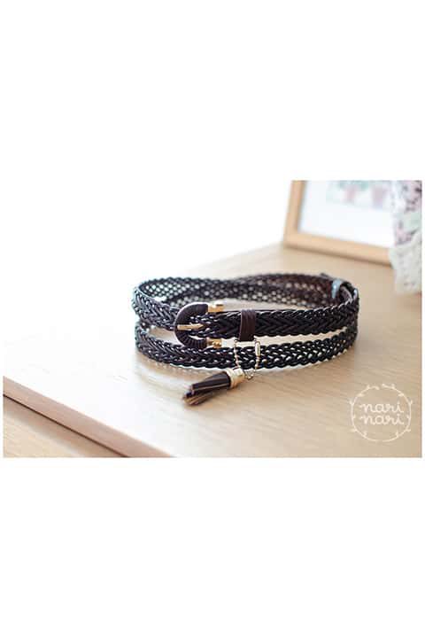 NA005 Leather Plait Belt – Dark Brown
