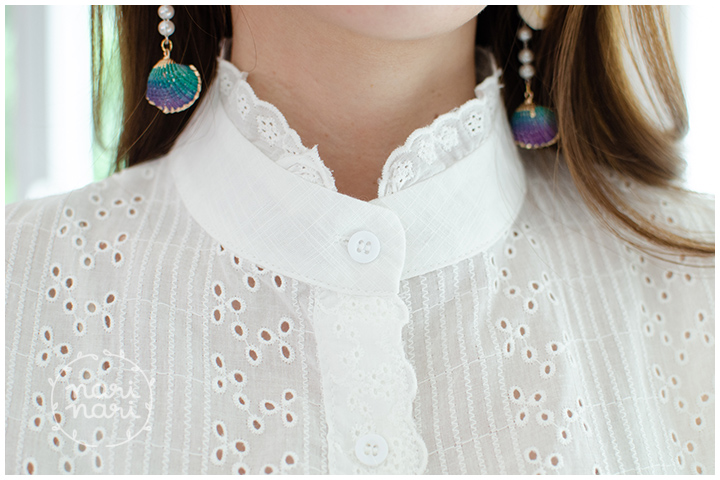 NT1363 Frill Cotton Sleeveless Shirt – White - Image 2