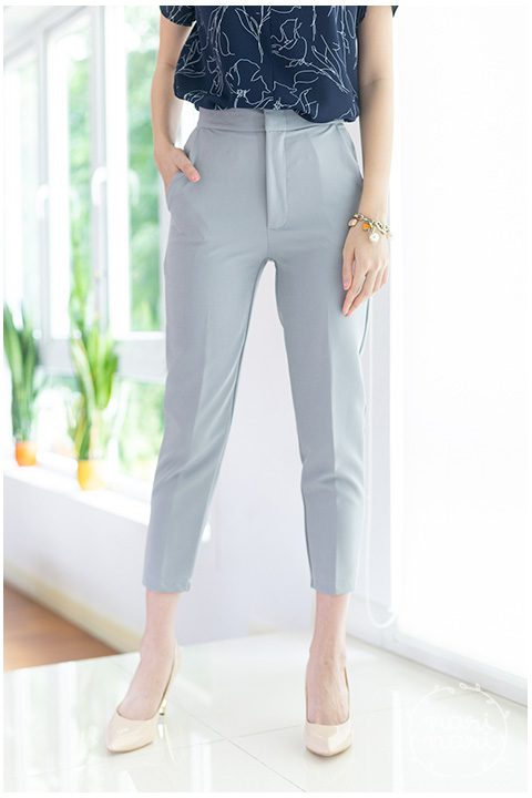 NP042 High-Rise Crop Cigarrette Pants – Grey