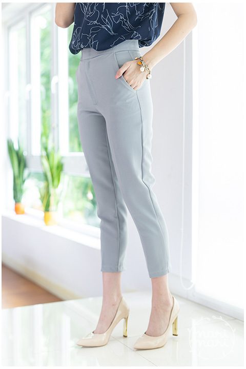 Alternative view of NP042 High-Rise Crop Cigarrette Pants – Grey