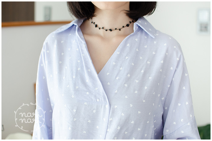 NT1426 Hearty Drawstring Sleeve Blouse – Lavender - Image 2