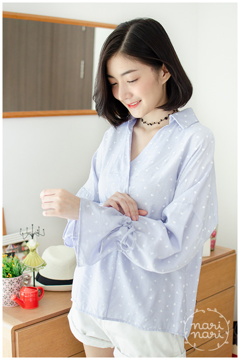 NT1426 Hearty Drawstring Sleeve Blouse – Lavender - Image 7