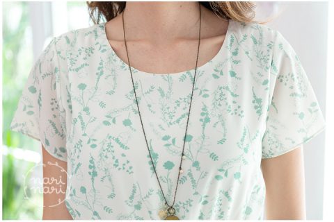 Alternative view of ND186 Floral Short Sleeve Dress – Pale Green