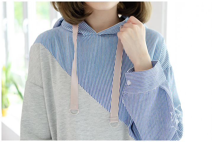 ND202 Slope Striped Hoodie Dress – Grey - Image 2