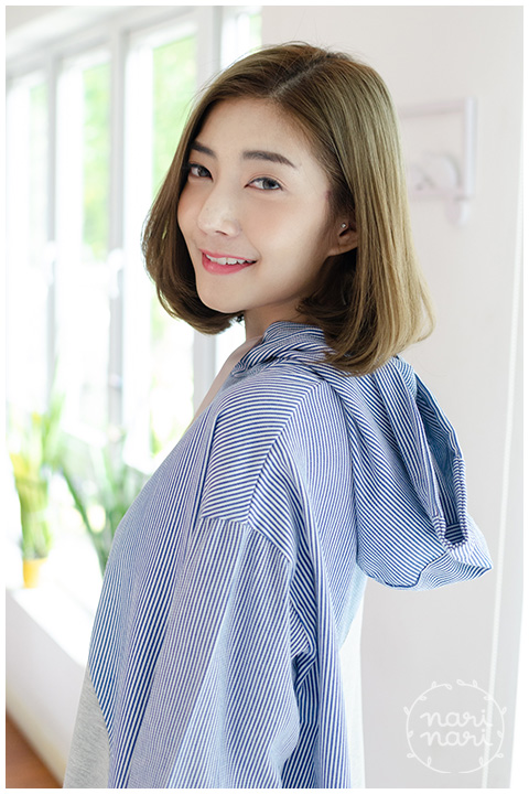 ND202 Slope Striped Hoodie Dress – Grey - Image 3