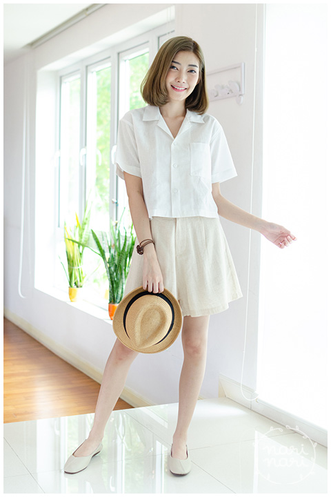 BH001 Linen Crop Top – Off-White - Image 3