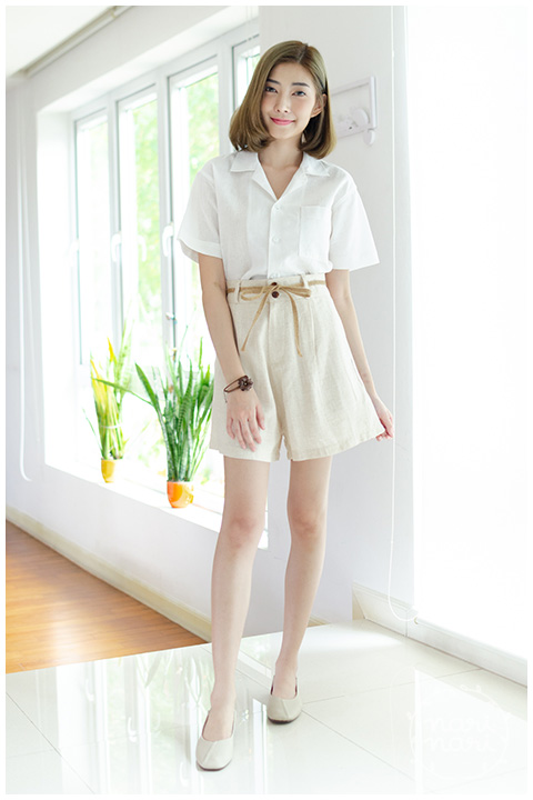 BH001 Linen Crop Top – Off-White - Image 4