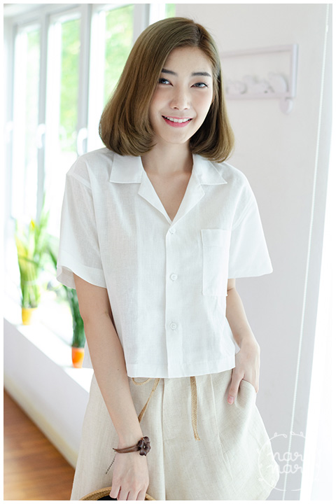 BH001 Linen Crop Top – Off-White - Image 5