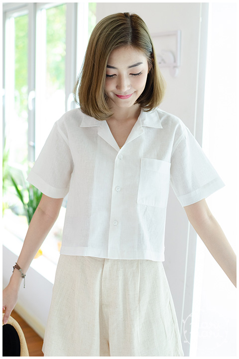 BH001 Linen Crop Top – Off-White - Image 6