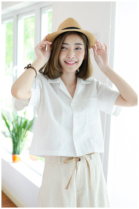 BH001 Linen Crop Top – Off-White - Image 7