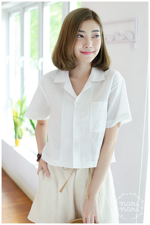 BH001 Linen Crop Top – Off-White - Image 8