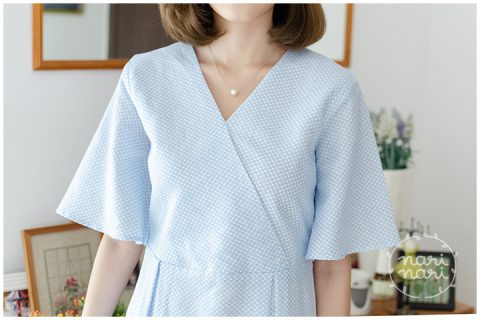 Alternative view of BH004 Tiny Paisley Linen Dress – Light Blue