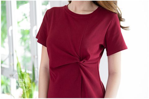 Alternative view of ND218 Knot Front Dress – Maroon