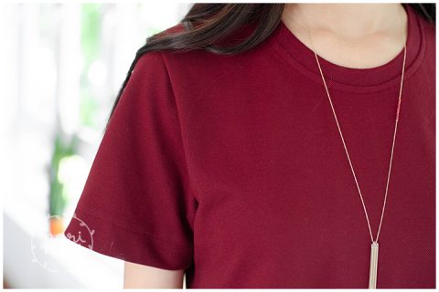 Alternative view of ND069 Sided Button Dress – Maroon