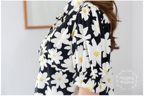 Alternative view of UT002 Cut Out Neck Flower Blouse – Black