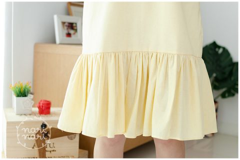 Alternative view of BH005 Ruffle Hem Linen Dress – Yellow