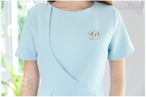 Alternative view of ND243 Side Pleated Pastel Dress – Light Blue