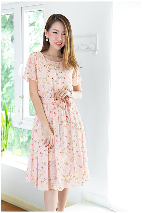 ND246 Camellia Short Sleeve Dress – Light Pink - Image 5