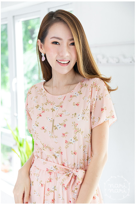 ND246 Camellia Short Sleeve Dress – Light Pink - Image 7