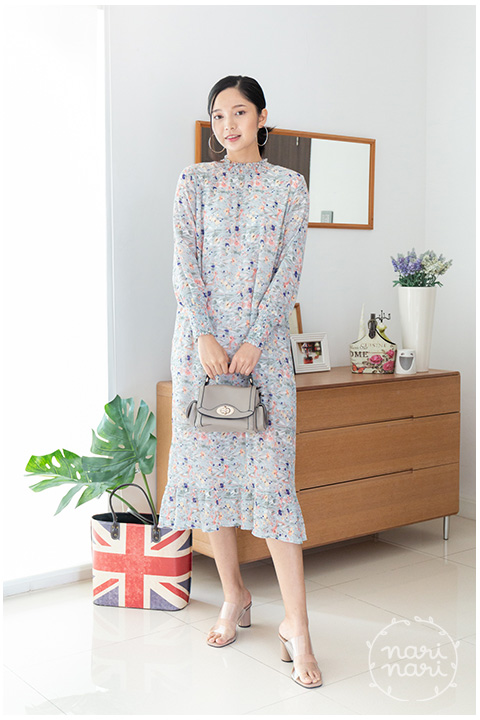 ND247 Totally Pleated Dress – Blue - Image 5